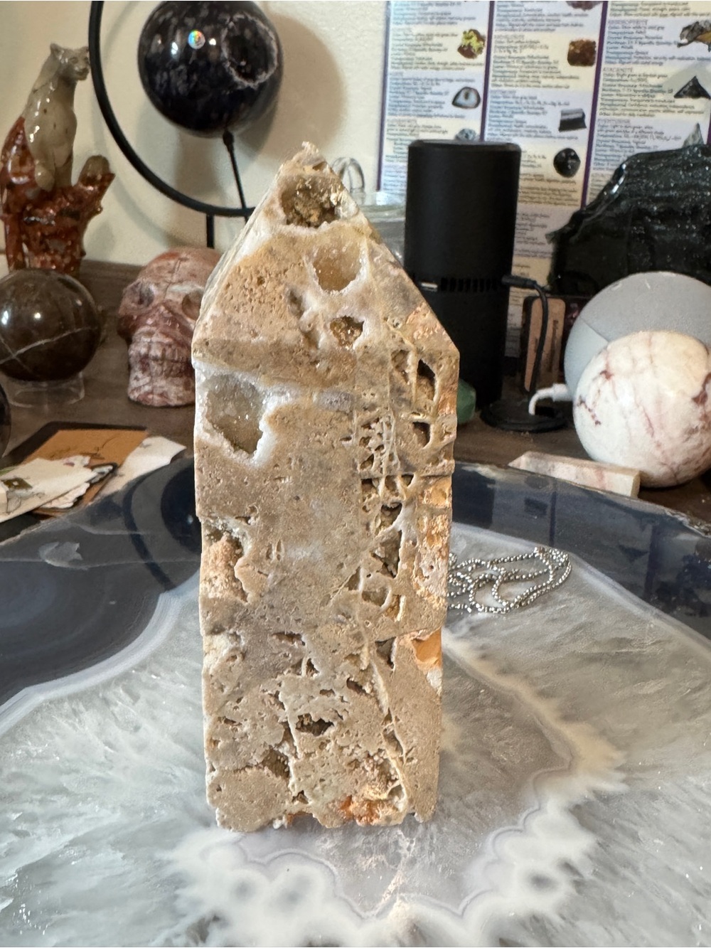 Sphalerite with Druzy Decorative Tower. 5.5” tall and approx.2” across the base.